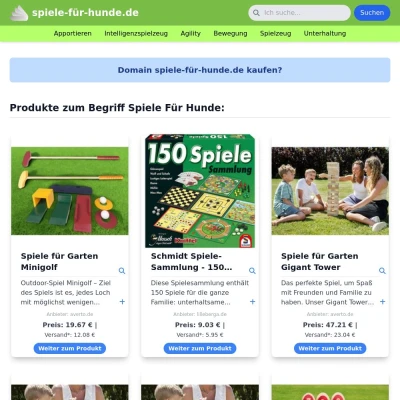 Screenshot spiele-für-hunde.de