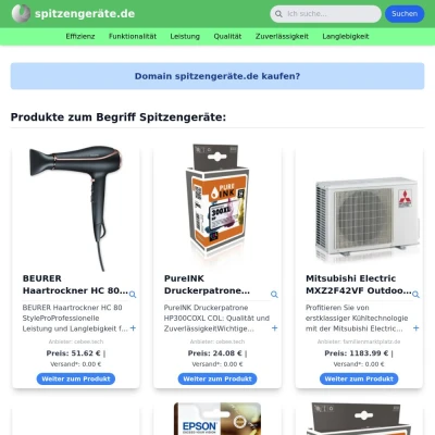 Screenshot spitzengeräte.de