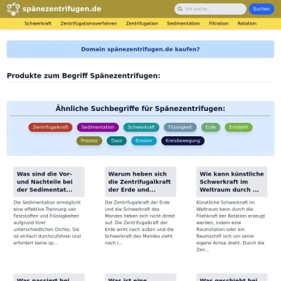 Screenshot spänezentrifugen.de