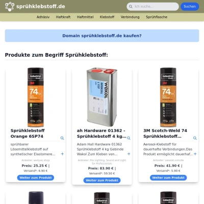 Screenshot sprühklebstoff.de