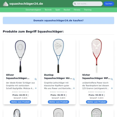 Screenshot squashschläger24.de