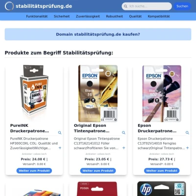 Screenshot stabilitätsprüfung.de