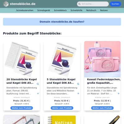 Screenshot stenoblöcke.de