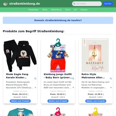 Screenshot straßenkleidung.de