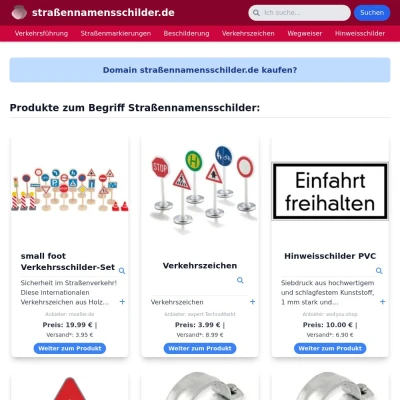 Screenshot straßennamensschilder.de