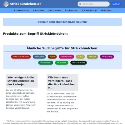 Screenshot strickbündchen.de