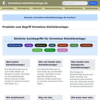 Screenshot stromlose-kleinkläranlage.de