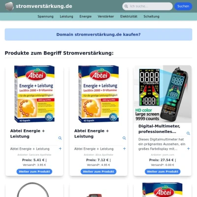 Screenshot stromverstärkung.de