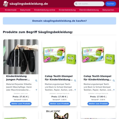 Screenshot säuglingsbekleidung.de