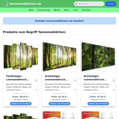 Screenshot tannenwäldchen.de