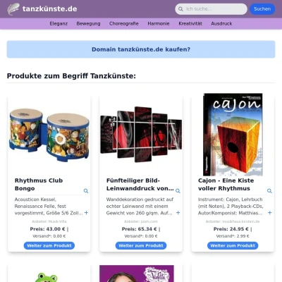 Screenshot tanzkünste.de