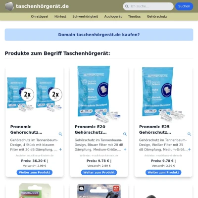 Screenshot taschenhörgerät.de