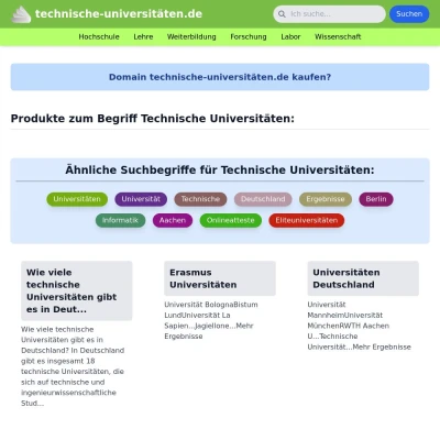 Screenshot technische-universitäten.de