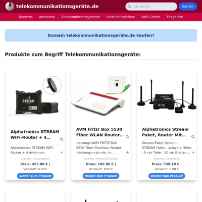 Screenshot telekommunikationsgeräte.de