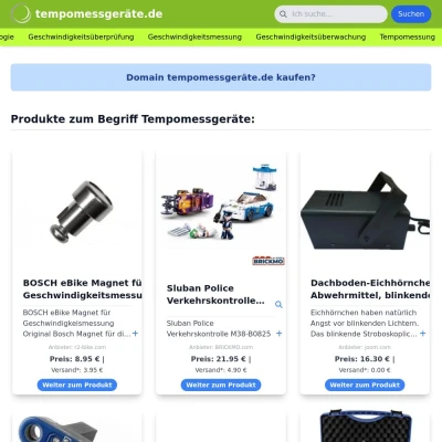 Screenshot tempomessgeräte.de