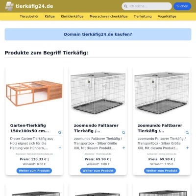Screenshot tierkäfig24.de