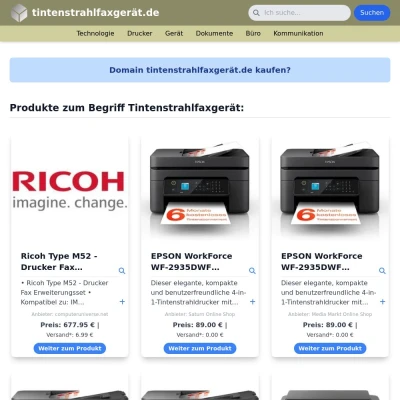 Screenshot tintenstrahlfaxgerät.de