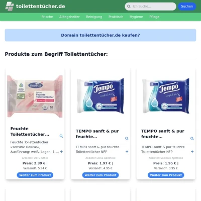 Screenshot toilettentücher.de