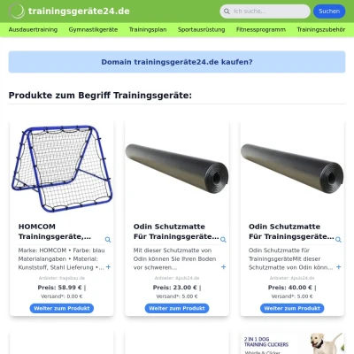 Screenshot trainingsgeräte24.de