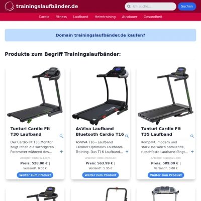 Screenshot trainingslaufbänder.de