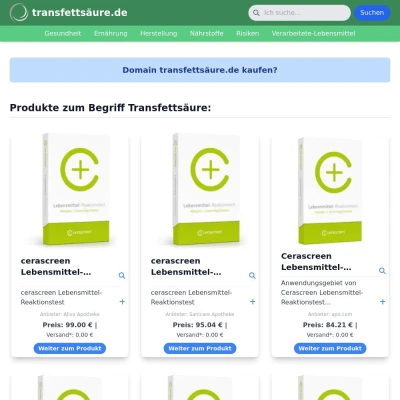 Screenshot transfettsäure.de