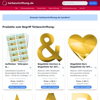 Screenshot türbeschriftung.de