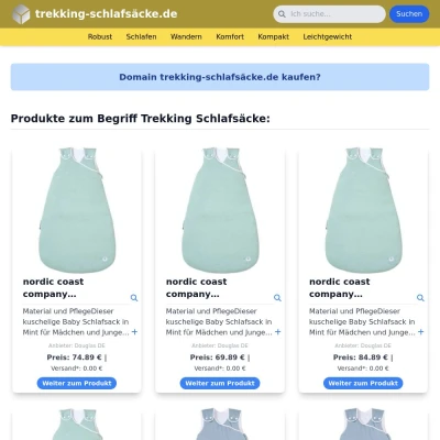 Screenshot trekking-schlafsäcke.de