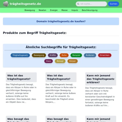 Screenshot trägheitsgesetz.de