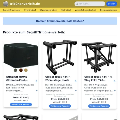 Screenshot tribünenverleih.de