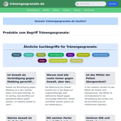 Screenshot tränengasgranate.de