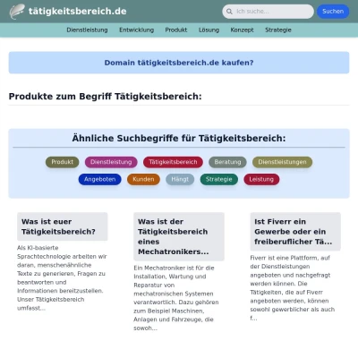 Screenshot tätigkeitsbereich.de