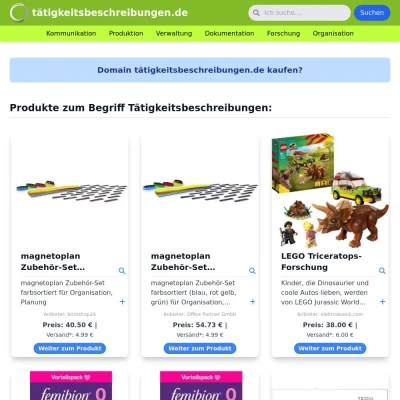 Screenshot tätigkeitsbeschreibungen.de