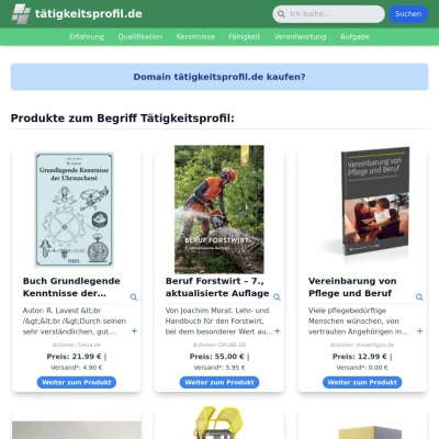 Screenshot tätigkeitsprofil.de