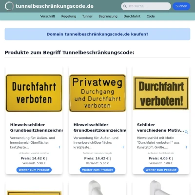Screenshot tunnelbeschränkungscode.de