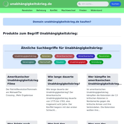 Screenshot unabhängigkeitskrieg.de