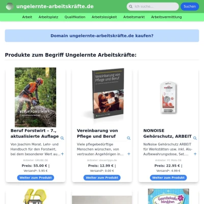 Screenshot ungelernte-arbeitskräfte.de