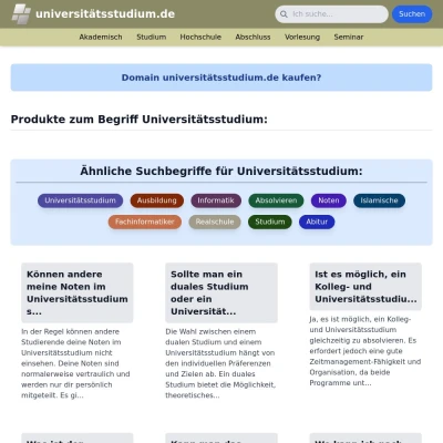 Screenshot universitätsstudium.de