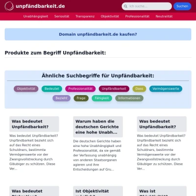 Screenshot unpfändbarkeit.de