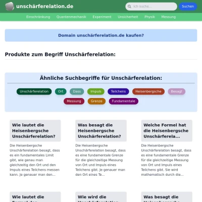 Screenshot unschärferelation.de