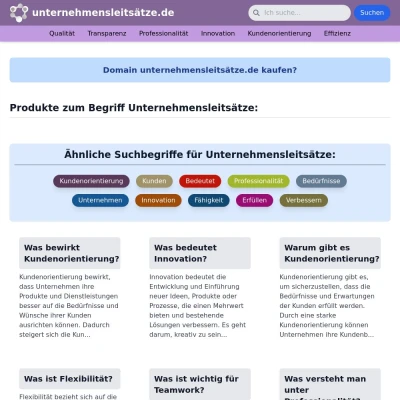 Screenshot unternehmensleitsätze.de