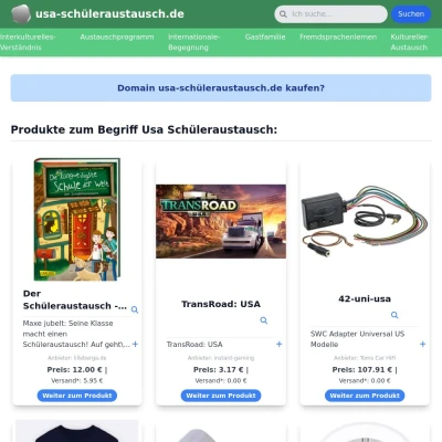 Screenshot usa-schüleraustausch.de