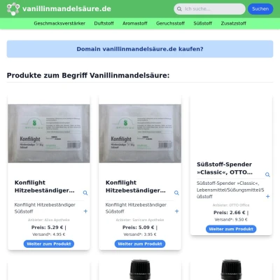 Screenshot vanillinmandelsäure.de