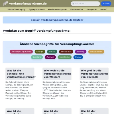 Screenshot verdampfungswärme.de