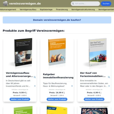 Screenshot vereinsvermögen.de