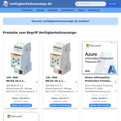 Screenshot verfügbarkeitsanzeige.de