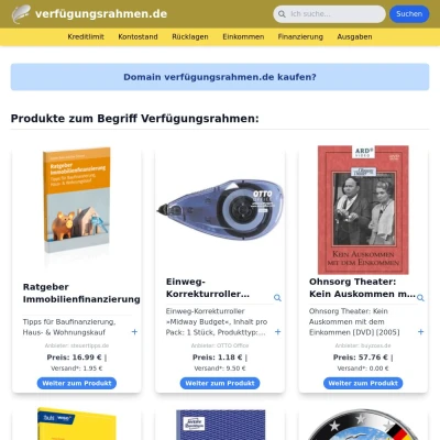 Screenshot verfügungsrahmen.de