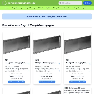 Screenshot vergrößerungsglas.de