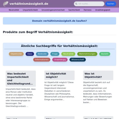 Screenshot verhältnismässigkeit.de