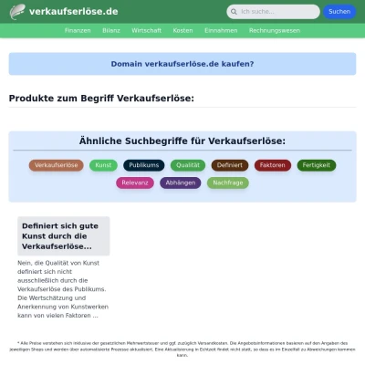 Screenshot verkaufserlöse.de