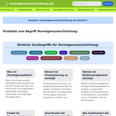 Screenshot vermögensumschichtung.de